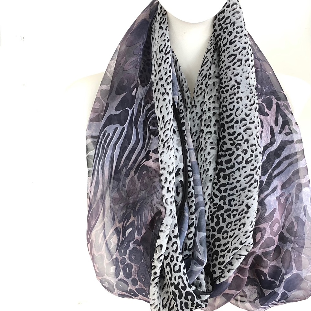 Purple Animal Print Infinity Scarf